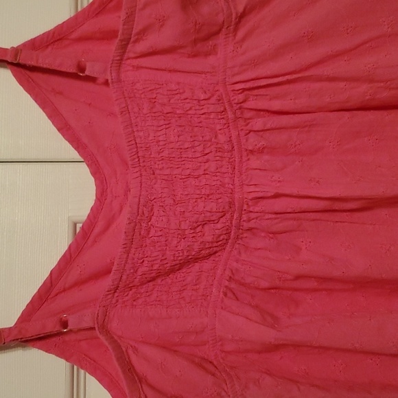 LEI Women's Pink Eyelet Shirred Waist Peplum Shiffy Cami Top Size XL - Picture 6 of 8